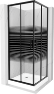 Mexen Rio štvorcový sprchovací kút 80 x 80 cm, čierne pruhy, čierna + sprchová vanička Rio, biela - 860-080-080-70-20-4510