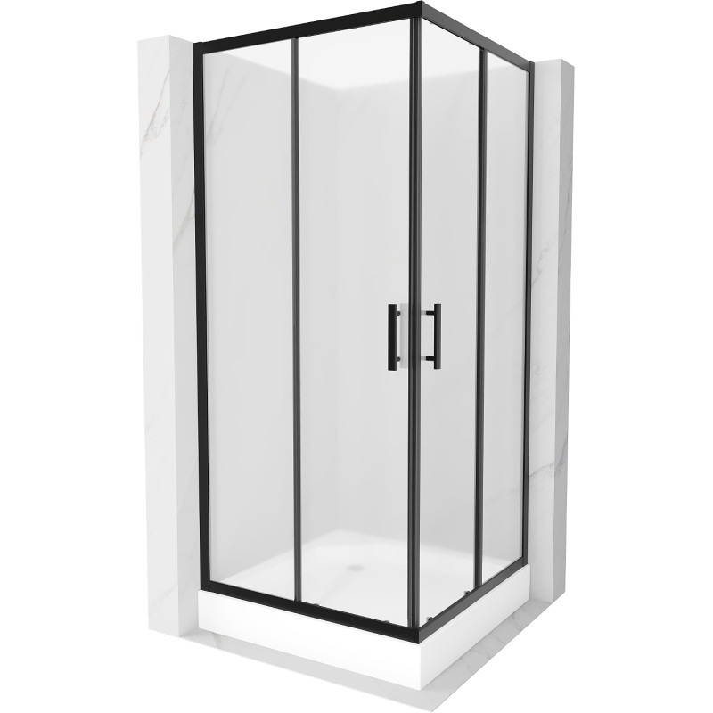 Mexen Rio štvorcová sprchová kabína 90 x 90 cm, matná, čierna + vanička, biela - 860-090-090-70-30-4510