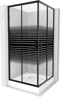 Mexen Rio štvorcová sprchová kabína 90 x 90 cm, pruhy, čierna + závesný bidet Rio, biela- 860-090-090-70-20-4510