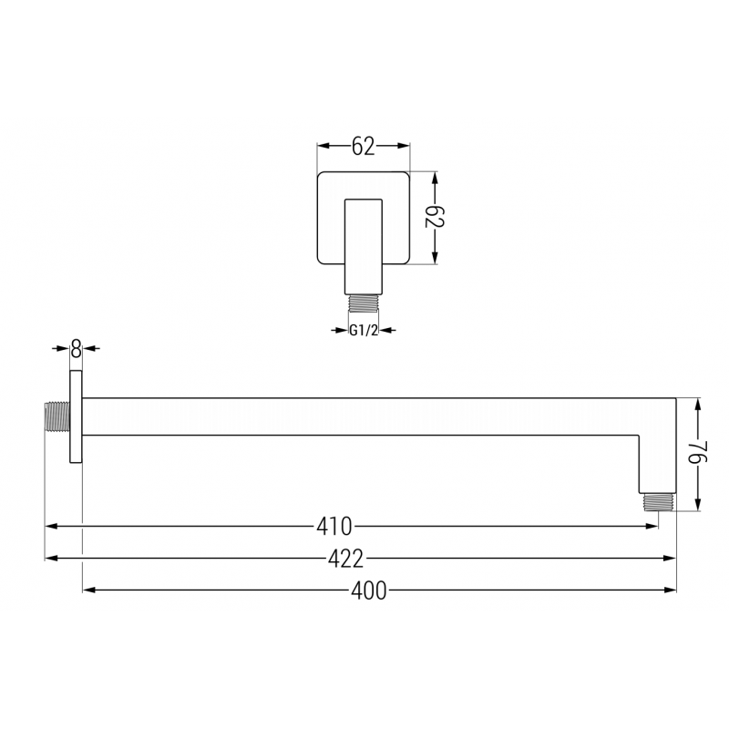 Mexen nástenné sprchové rameno 40 cm chróm - 79114-00