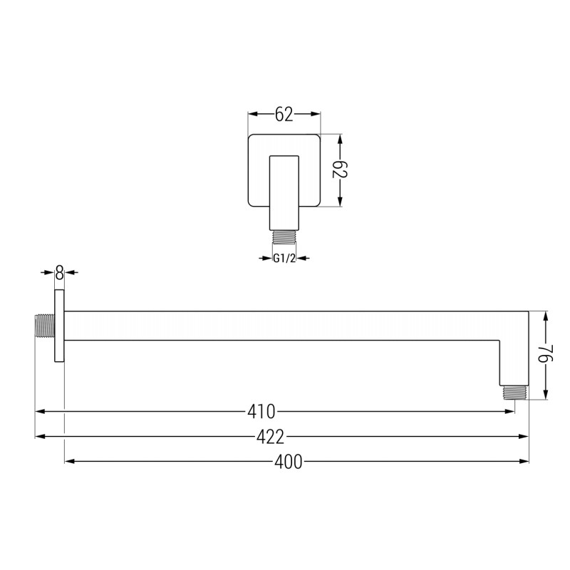 Mexen Uni nástenné sprchové rameno 40 cm chróm - 79114-00