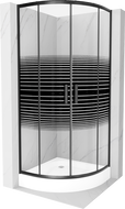 Mexen Rio polkruhový sprchovací kút 70 x 70 cm, čierne pásy, čierna + sprchová vanička, biela - 863-070-070-70-20-4710