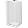 Mexen Rio štvorcový sprchovací kút 70 x 70 cm, mrazený, chróm + vanička Flat, biela - 860-070-070-01-30-4010
