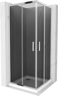 Mexen Rio štvorcová sprchová kabína 80 x 80 cm, grafit, chróm + vanička Flat, biela - 860-080-080-01-40-4010