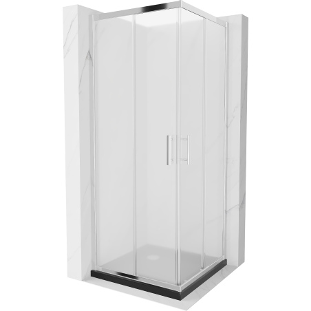 Mexen Rio štvorcový sprchový kút 80 x 80 cm, matný, chróm + vanička Flat, čierny - 860-080-080-01-30-4070