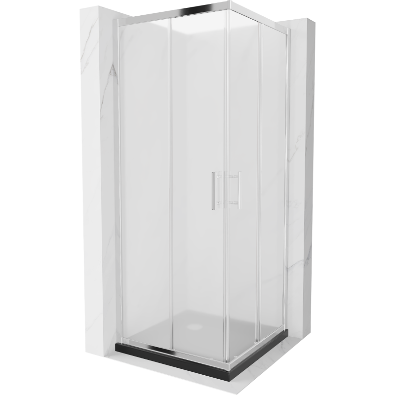 Mexen Rio štvorcová sprchová kabína 90 x 90 cm, inovať, chrómová + závesný bidet Flat, čierna - 860-090-090-01-30-4070