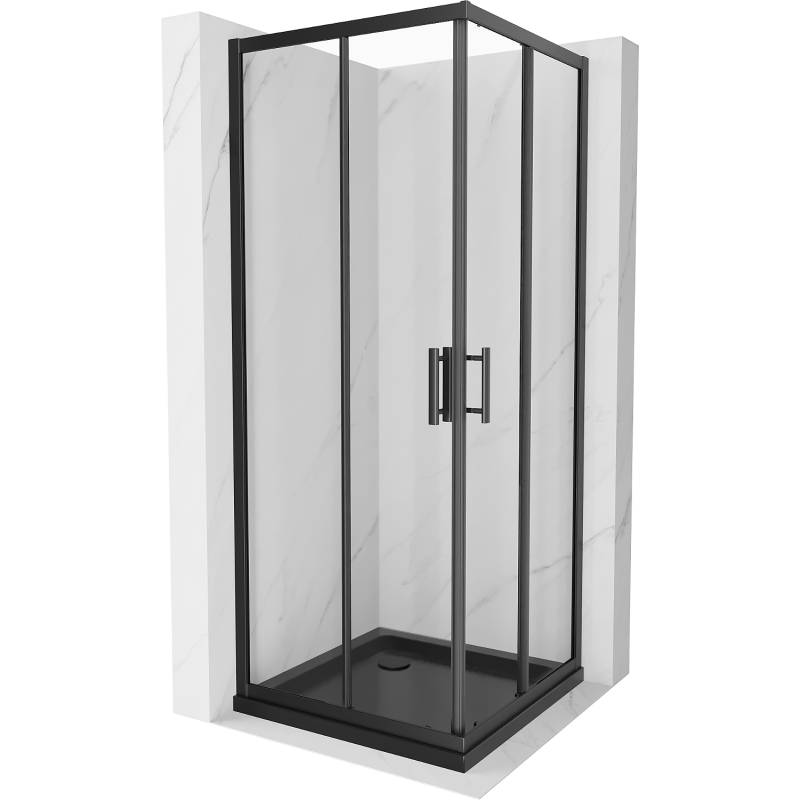 Mexen Rio štvorcový sprchovací kút 90 x 90 cm, transparentný, čierny + plochá vanička, čierna - 860-090-090-70-00-4070B