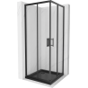Mexen Rio štvorcový sprchový kút 90 x 90 cm, transparentný, čierny + sprchová vanička Flat, čierna - 860-090-090-70-00-4070B