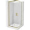 Mexen Rio štvorcová sprchová kabína 90 x 90 cm, transparentnéné, zlatá + závesný bidet Flat, biela- 860-090-090-50-00-4010G