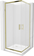 Mexen Rio štvorcová sprchová kabína 70 x 70 cm, matné sklo, zlatá + vanička Flat, biela - 860-070-070-50-30-4010G