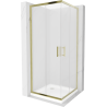 Mexen Rio štvorcový sprchový kút 80 x 80 cm, mrazený, zlatý + plytký sprchový box, biely - 860-080-080-50-30-4010G