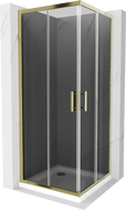 Mexen Rio štvorcová sprchová kabína 70 x 70 cm, grafit, zlatá + Flat vanička, biela - 860-070-070-50-40-4010G