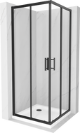 Mexen Rio štvorcový sprchovací kút 70 x 70 cm, transparentný, čierny + vanička Flat, biela - 860-070-070-70-00-4010B