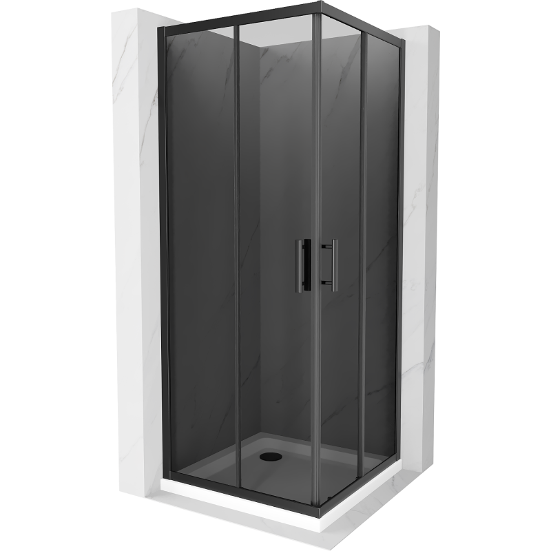 Mexen Rio štvorcová sprchová kabína 70 x 70 cm, grafitová čierna, čierna + závesný bidet Flat, biela- 860-070-070-70-40-4010B