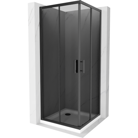 Mexen Rio štvorcová sprchová kabína 70 x 70 cm, grafitová čierna, čierna + závesný bidet Flat, biela- 860-070-070-70-40-4010B