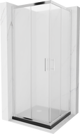 Mexen Rio štvorcový sprchovací kút 70 x 70 cm, mrazené, chróm + vanička Flat, čierna - 860-070-070-01-30-4070