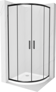 Mexen Rio sprchový kout půlkruhový 90 x 90 cm, mléčné sklo, černý + vanička Flat, bílá - 863-090-090-70-30-4110B