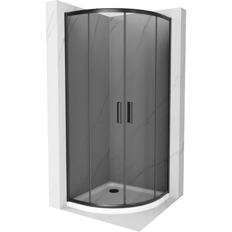 Mexen Rio sprchový kout půlkruhový 80 x 80 cm, grafit, černá + vanička Flat, bílá - 863-080-080-70-40-4110B