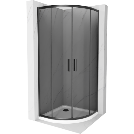 Mexen Rio sprchový kout půlkruhový 80 x 80 cm, grafit, černá + vanička Flat, bílá - 863-080-080-70-40-4110B