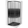 Mexen Rio sprchový kút polokruhový 80 x 80 cm, prúžky, čierny + sprchový odtok Flat, čierny - 863-080-080-70-20-4170B