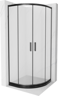 Mexen Rio sprchovací kút polkruhový 90 x 90 cm, mrazený, čierny + vanička Flat, čierna - 863-090-090-70-30-4170B