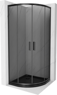 Mexen Rio sprchovací kút polkruhový 90 x 90 cm, grafit, čierny + vanička Flat, čierna - 863-090-090-70-40-4170B