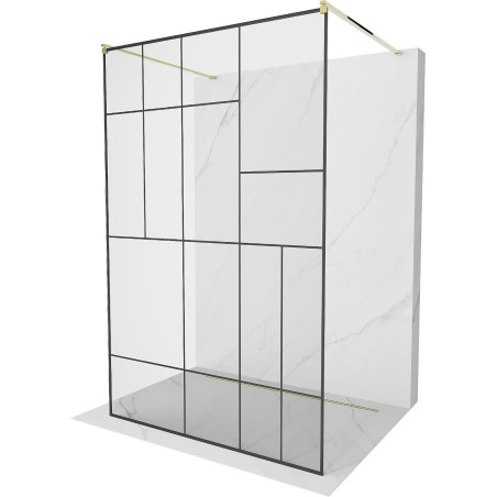 Mexen Kioto voľne stojaca sprchová stena 120 x 200 cm, čierny vzor 8 mm, zlatá - 800-120-002-50-78