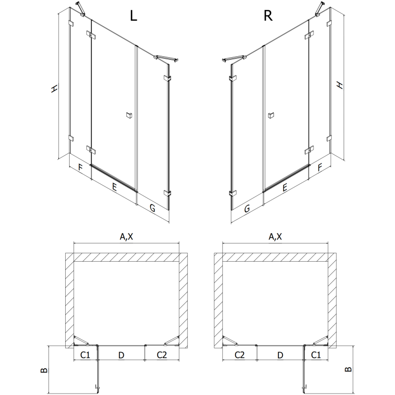 Mexen Lunar sprchové dvere jednokrídlové pravé 150 cm, transparentné, biele - 834S-150-050-20-00-P