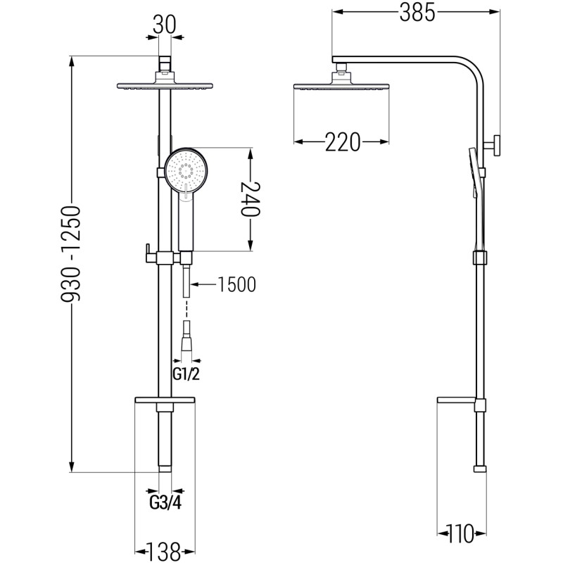 Mexen Q40 sprchový stĺp, gun gray kartáčovaný - 798404095-66
