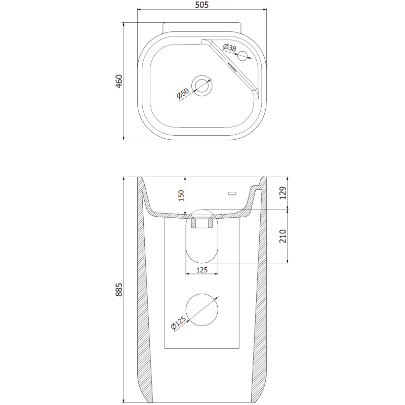 Mexen Irma voľne stojaci umývadlo 50 x 46 cm, biele - 26145100