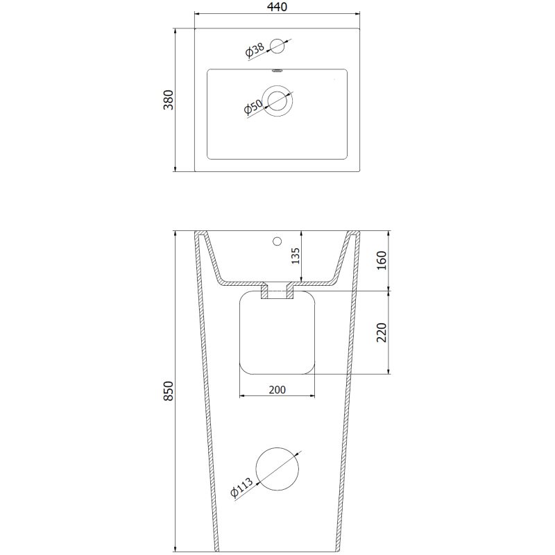 Mexen Liza samostatne stojaca umývadlo 44 x 38 cm, biela - 26154400