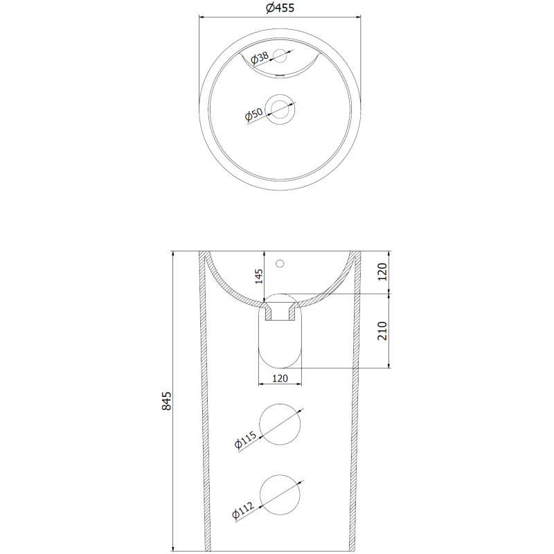 Mexen Mana umiestnené umývadlo 45 x 45 cm, čierna matná - 26074670