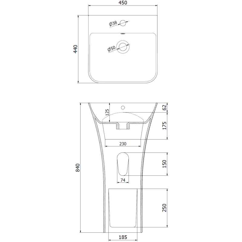 Mexen Nel samostatne stojace umývadlo 45 x 44 cm, biele - 26134500