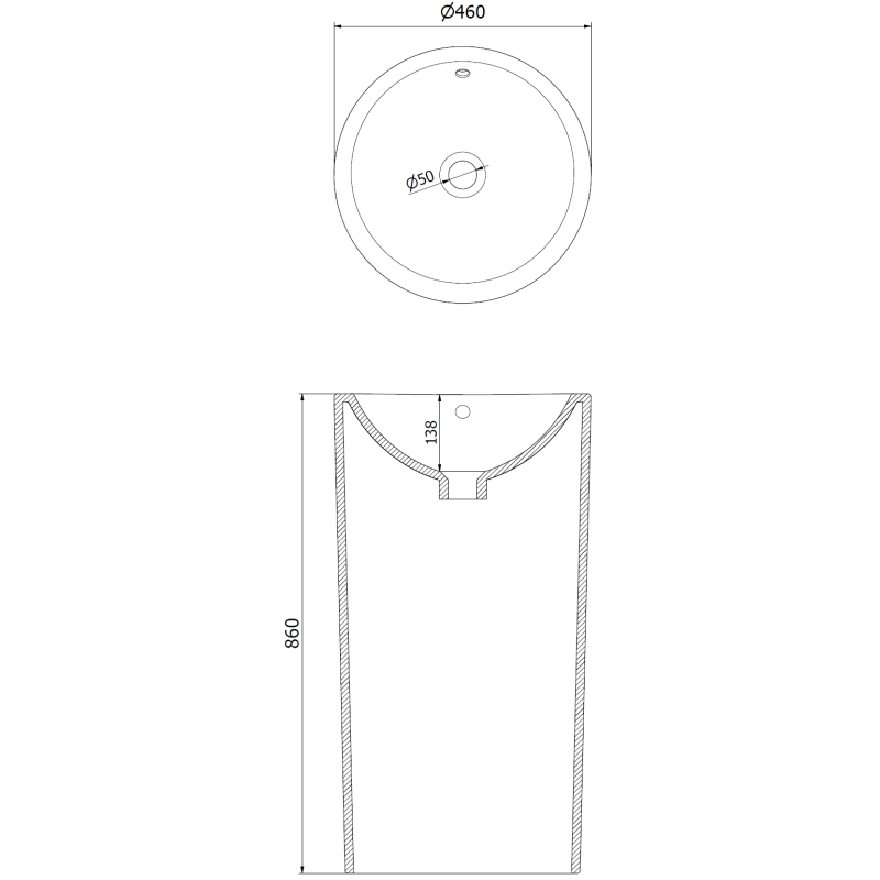 Mexen Nerda voľne stojace umývadlo 46 x 46 cm, biele - 26084600