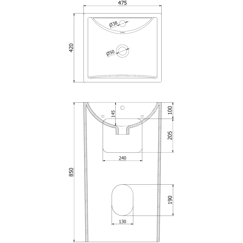 Mexen Oda samostatne stojace umývadlo 47 x 42 cm, biele - 26124700