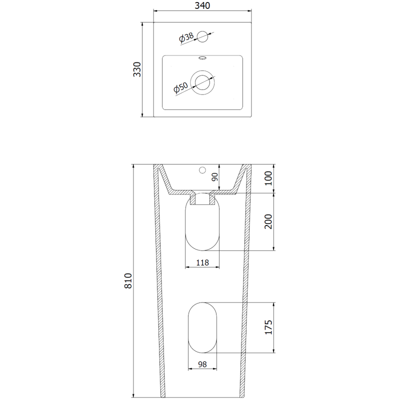 Mexen Sira stojaca umývadlo 34 x 33 cm, biela - 26023300