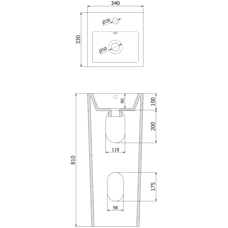 Mexen Sira samostatne stojace umývadlo 34 x 33 cm, čierna matná - 26023370