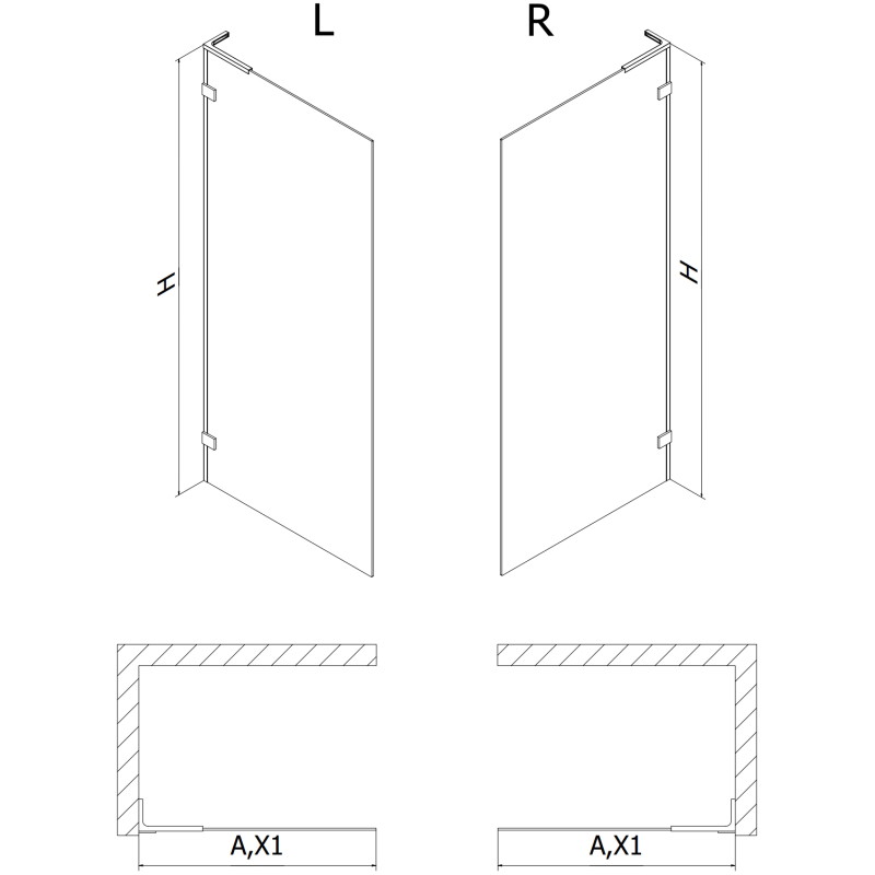Mexen Lunar L sprchová stena Walk-in ľavá 100 x 200 cm, transparentná 8 mm, chróm - 830L-100-000-01-00-L