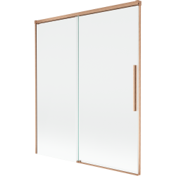 Mexen Rox dvojkrídlová zasúvacia vaňová zástenia 140 x 150 cm, transparentná, brúsená meď - 8C9-140-001-65-00