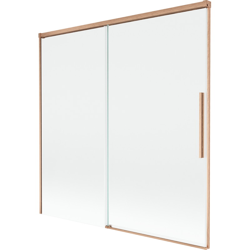Mexen Rox dvojkrídlový zasúvací vaničkový paraván 160 x 150 cm, transparentný, brúsená meď - 8C9-160-001-65-00