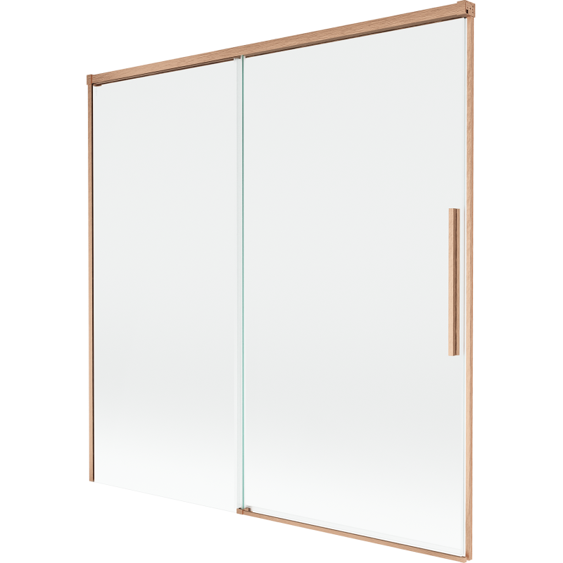 Mexen Rox sprchová zástena do vane, 2-krídlová posuvná 160 x 150 cm, transparentná, kartáčovaná meď - 8C9-160-001-65-00