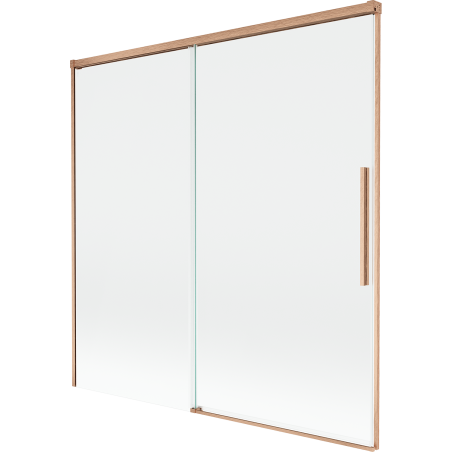 Mexen Rox dvojkrídlový zasúvací vaničkový paraván 160 x 150 cm, transparentný, brúsená meď - 8C9-160-001-65-00
