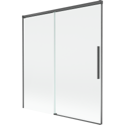 Mexen Rox vaňová zástenia 2-krídlová zasúvacia 150 x 150 cm, transparentná, kartáčovaná šedá - 8C9-150-001-66-00