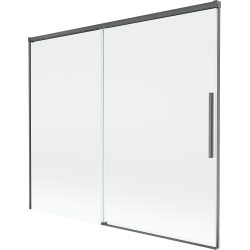 Mexen Rox sprchový záves dvojkrídlový posuvný 180 x 150 cm, transparentné, brúsená zbraňová sivá - 8C9-180-001-66-00