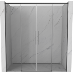 Mexen Rox posuvné sprchové dvere 200 cm, transparentné, kartáčovaná pištoľová šedá - 8C2-200-002-66-00