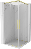 Mexen Rox Duo sprchová kabína posuvná 80 x 80 cm, transparentná, zlatá kartáčovaná - 8C2D-080-080-55-00