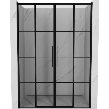 Mexen Rox Duo posuvné sprchové dvere 140 cm, čierna mriežka, čierne - 8C2-140-002-70-77