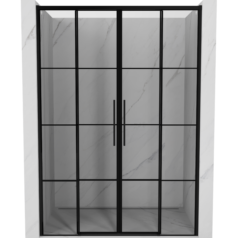 Mexen Rox posuvné sprchové dvere 150 cm, čierna mriežka, čierne - 8C2-150-002-70-77