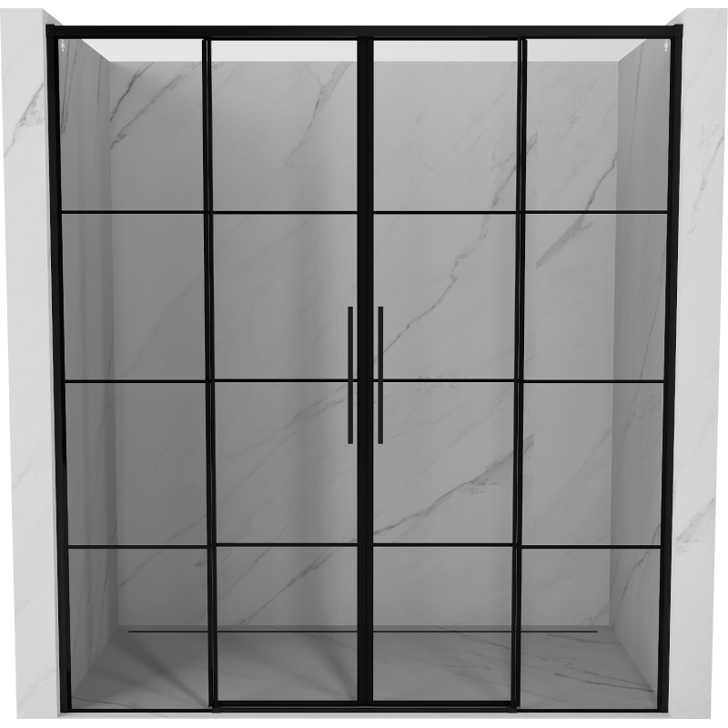 Mexen Rox posuvné sprchové dvere 170 cm, čierna mriežka, čierne - 8C2-170-002-70-77