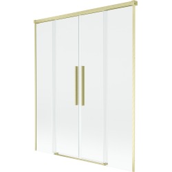 Mexen Rox vaňový paraván 2-krídlový zasúvací 150 x 150 cm, transparentný, zlatý brúsený - 8C9-150-002-55-00